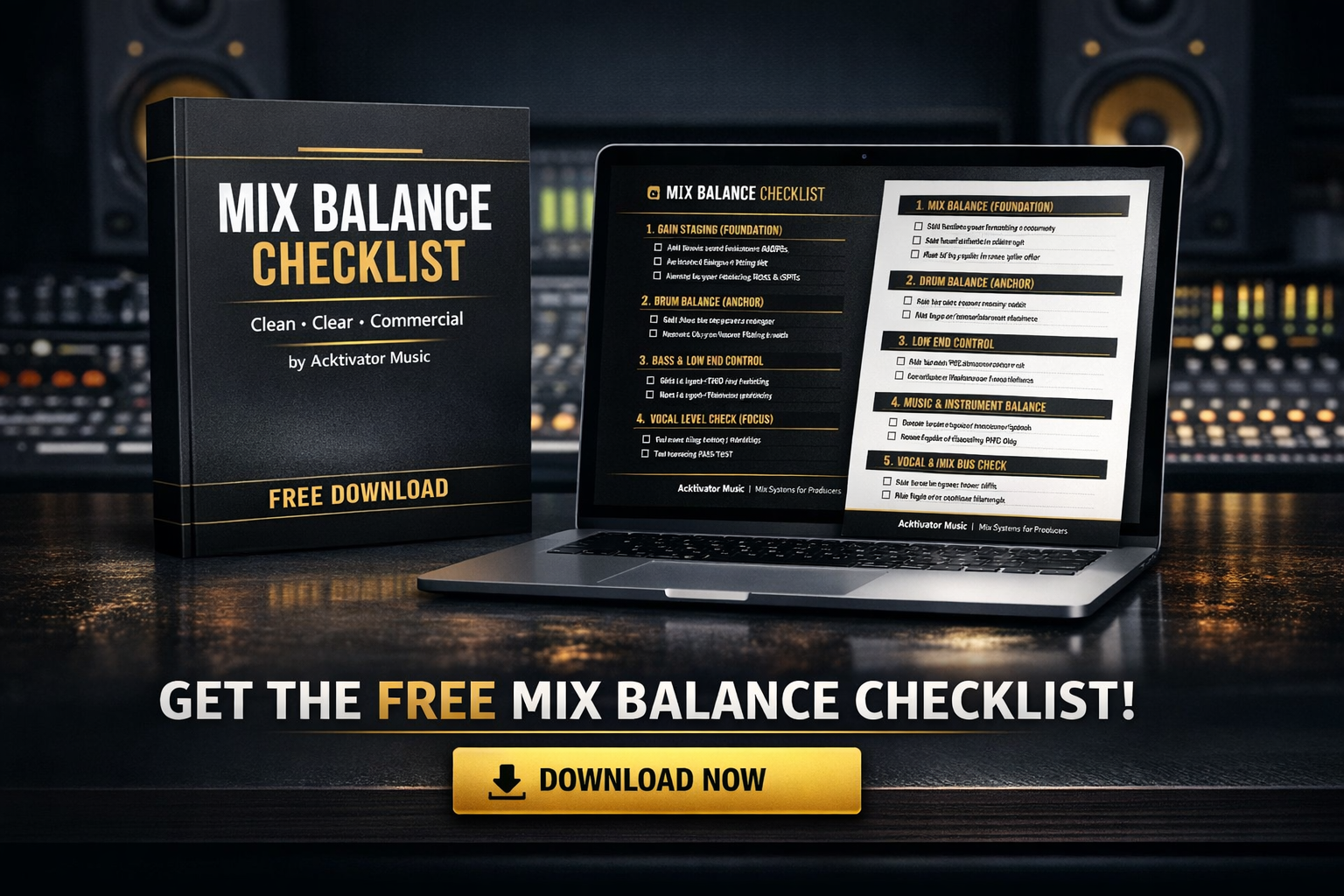 Mix Balance Checklist (Free PDF) – Clean, Clear, Commercial Mixes